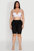 Womens Plus Size Patterned Lace Scalloped Convertible Plunge Bra, White, Size 40D