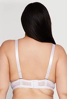 Womens Plus Size Patterned Lace Scalloped Convertible Plunge Bra, White, Size 40D