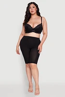 Womens Plus Elegant Lace Scallop Trim Plunge Bra, Black,