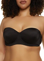 Womens Plus Basic Balconette Bra | Convertible to Strapless, Black,
