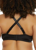 Womens Plus Basic Balconette Bra | Convertible to Strapless, Black,