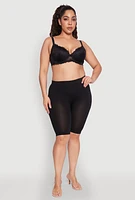 Womens Plus Elegant Scalloped Lace Push-Up Plunge Bra, Black,