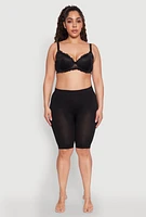 Womens Plus Elegant Scalloped Lace Push-Up Plunge Bra, Black,