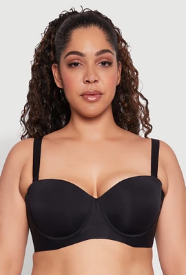 Womens Plus Padded Cup Balconette Bra | Convertible to Strapless, Black,