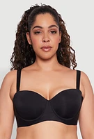 Womens Plus Padded Cup Balconette Bra | Convertible to Strapless, Black,