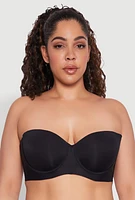 Womens Plus Size Padded Cup Balconette Bra | Convertible to Strapless, Black, Size 38D