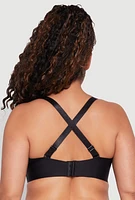 Womens Plus Padded Cup Balconette Bra | Convertible to Strapless, Black,