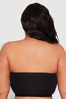 Womens Plus Size Basic Bandeau Bra, Black, Size 2X