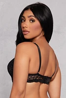 Womens Caged Side Lace Plunge Bra, Black, Size 38B