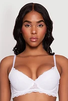 Womens Scalloped Lace Plunge Bra | Convertible to Strapless, White, Size 36B