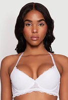 Womens Scalloped Lace Plunge Bra | Convertible to Strapless, White, Size 36B