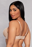 Womens Mesh Lined Plunge Bra, Beige,