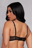 Womens Mesh Push Up Plunge Bra, Black, Size 36C