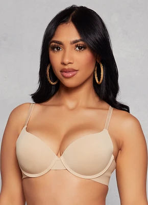 Womens Solid Basic Plunge Bra, Beige, Size 36D