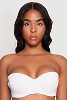 Womens Clear Back Strap Balconette Bra | Convertible to Strapless, White, Size 34D