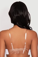 Womens Clear Back Strap Balconette Bra | Convertible to Strapless, White, Size 34D