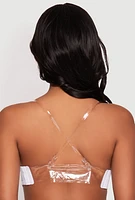 Womens Clear Back Strap Balconette Bra | Convertible to Strapless, White, Size 34D