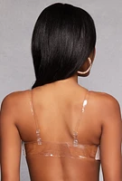 Womens Bebe Clear Back Strap Balconette Bra | Convertible to Strapless, Beige, Size 36C