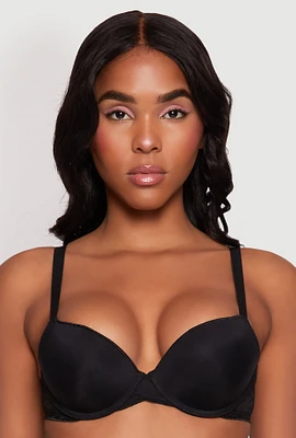 Womens Lace Back Plunge Bra, Black, Size 38B