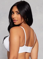 Womens Basic Solid Plunge Bra, White, Size 34D