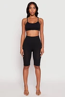 Womens Ribbed Knit Scoop Neck Bralette, Black, Size XL