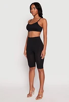 Womens Ribbed Knit Scoop Neck Bralette, Black, Size XL