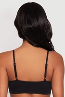 Womens Ribbed Knit Scoop Neck Bralette, Black, Size XL