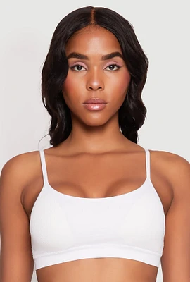 Womens Ribbed Knit Bralette, White, Size XL