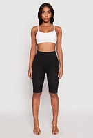 Womens Ribbed Knit Bralette, White, Size XL