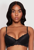 Womens Scalloped Trim Lace Plunge Bra, Black, Size 36B