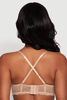 Womens Lace Push Up Plunge Bra, Beige,