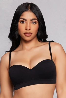 Womens Seamless Balconette Push Up Bra | Converts to Strapless, Black,