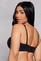 Womens Seamless Balconette Push Up Bra | Converts to Strapless, Black,