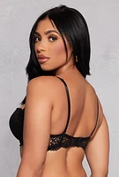 Womens Scalloped Lace Balconette Bra | Convertible to Strapless, Black, Size 34D