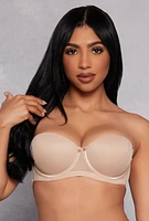 Womens Mesh Balconette Bra | Convertible to Strapless, Beige,
