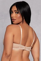 Womens Mesh Balconette Bra | Convertible to Strapless, Beige,