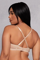 Womens Mesh Balconette Bra | Convertible to Strapless, Beige,