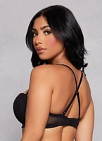 Womens Mesh Balconette Bra | Converts to Strapless, Black, Size 38B
