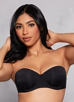 Womens Clear Strap Balconette Bra | Converts to Strapless, Black, Size 36C