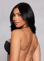 Womens Clear Strap Balconette Bra | Converts to Strapless, Black, Size 36C