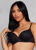 Womens Mesh Detail Plunge Bra, Black, Size 38B