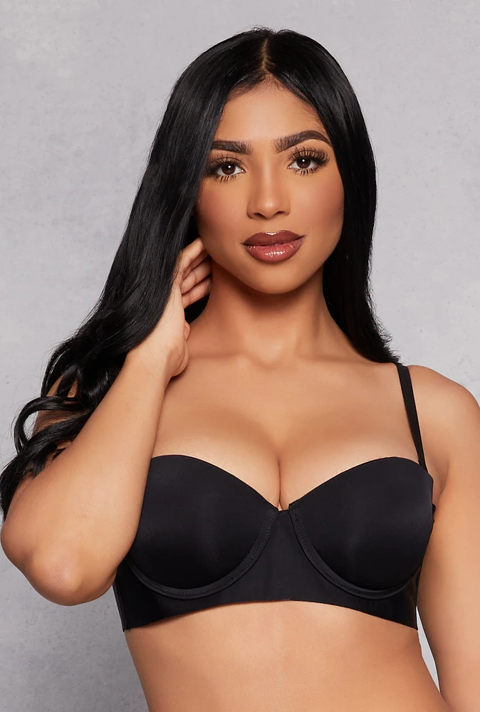 Womens Basic Balconette Bra | Convertible to Strapless, Black,