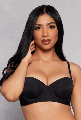 Womens Basic Balconette Bra | Convertible to Strapless, Black,