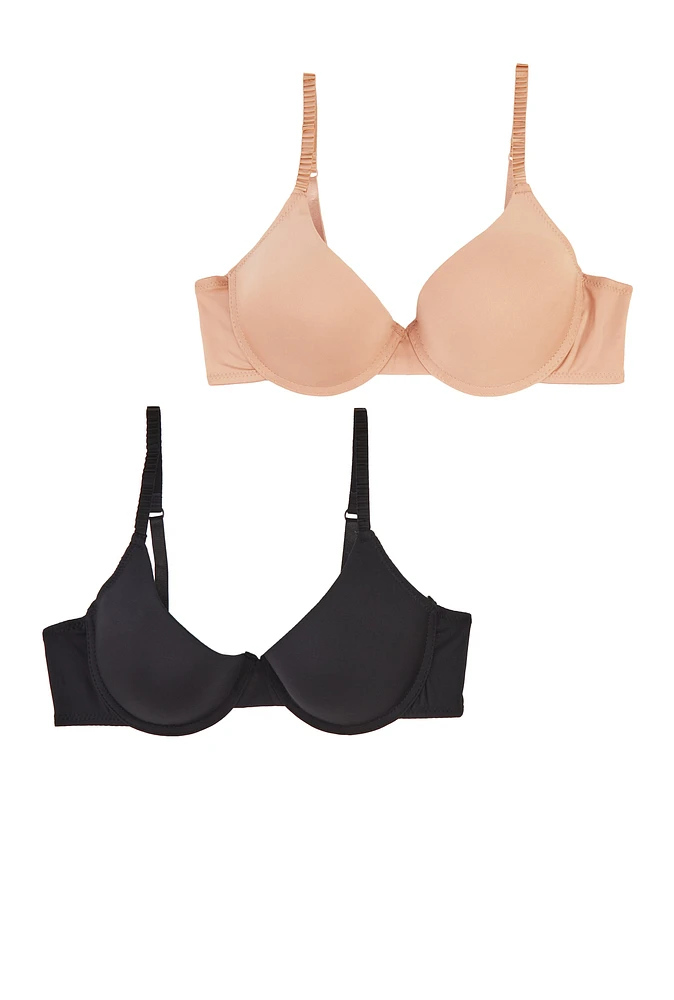 Womens Basic Plunge Bras 2 Pack, Multi,