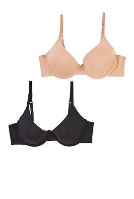 Womens Basic Plunge Bras 2 Pack, Multi,