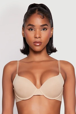 Womens Padded Push Up Plunge Bra, Beige, Size 36B