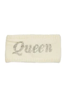 Womens Rhinestone Queen Headband, White