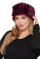 Womens Faux Fur Headband, Burgundy