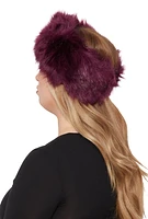 Womens Faux Fur Headband, Burgundy