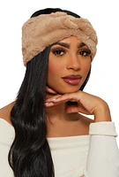 Womens Twist Front Faux Fur Headband,